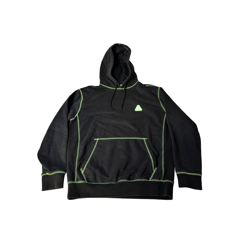 Palace Skateboards Neo Stitch Hood Black Neon Green Tri-Ferg Hoodie Mens Large